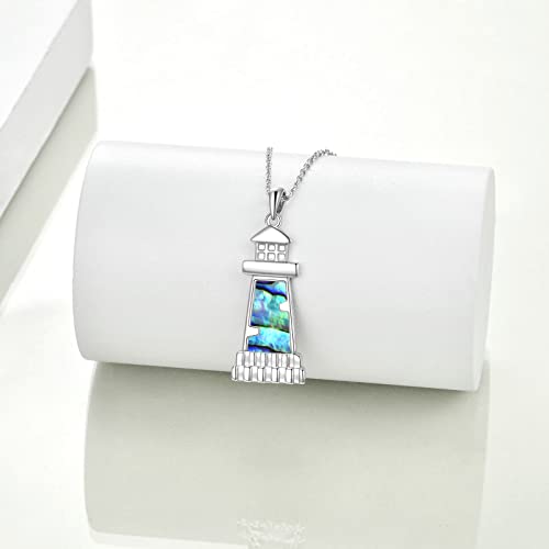 ONEFINITY Lighthouse Necklace for Women Sterling Silver Lighthouse Pendant Necklace Birthday Jewelry Gift for Women - color: Abalone shell