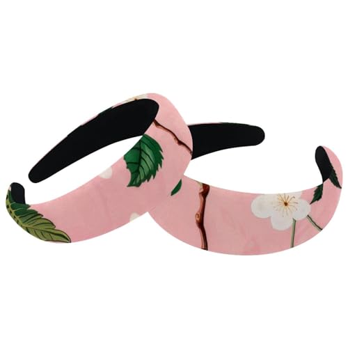 2 Pcs Wide Padded Headband Velvet Headbands Puffy Thick Hairbands Soft Hair bands for Women Girls Hair Accessories for Teen Girls,Cherry Flowers Fruits - color: Multi-colored 11