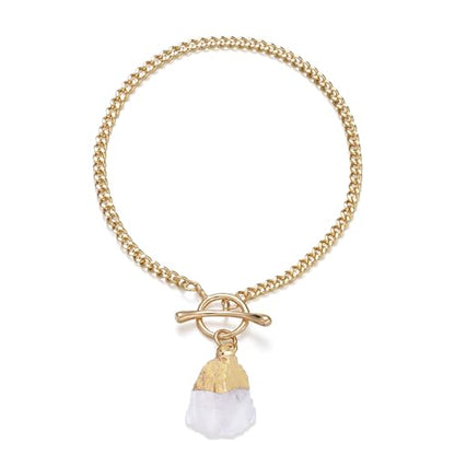 Crystal Bracelet for Women, Dainty 14K Gold Plated Chain Bracelet | Handmade Healing Crystals and Stones Spiritual Jewelry Gifts for Women - style: Clear Quartz Bracelet