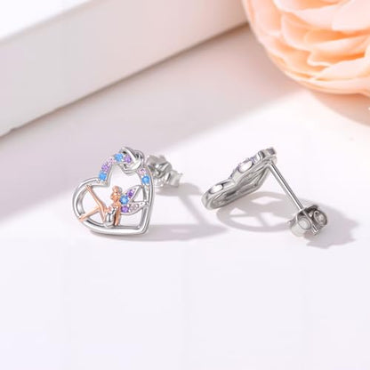 Fairy Gift Necklace/Earrings for Women 925 Sterling Silver Angel Elf Jewelry Gifts for Daughter - color: Earrings-A