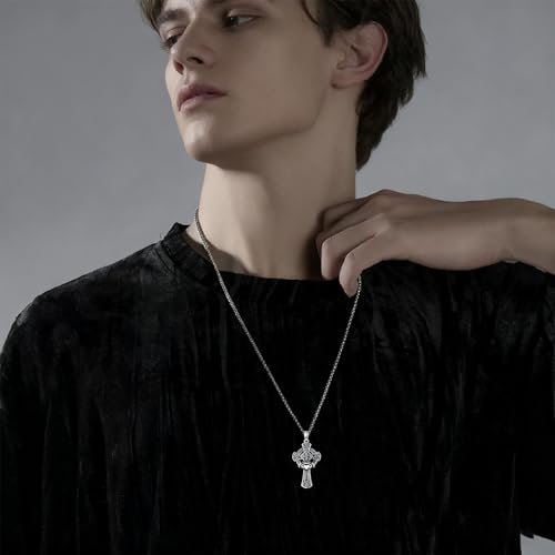 Cross Necklace for Men Women 925 Sterling Silver Cross Pendant Necklace Christian Religious Jewelry Gifts for Anniversary - color: 2-Celtic Cross-2