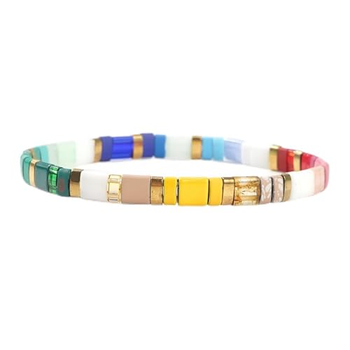 Candy Colorful Tila Flat Beads Bracelets for Women Trendy Unique Friendship Handmade Stackable Christmas Jewelry Gifts - color: yellow