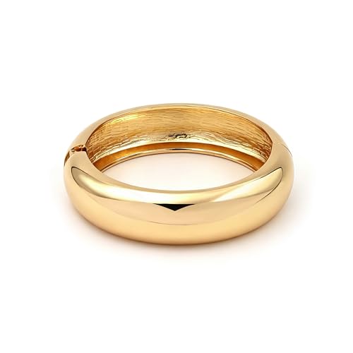 Chunky Gold Bangle Bracelets for Women Statement Bracelet for Dainty Charm Women Jewelry - color: Gold Round Bracelet
