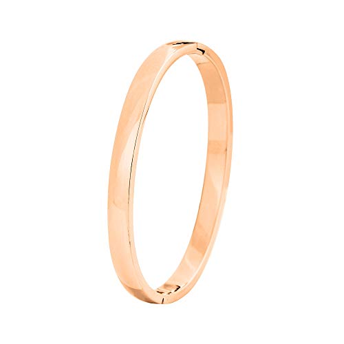 Women's Stackable Bangle Bracelet Hinged Oval-Shape - color: Rose Gold, size: Medium 6.75"Inches