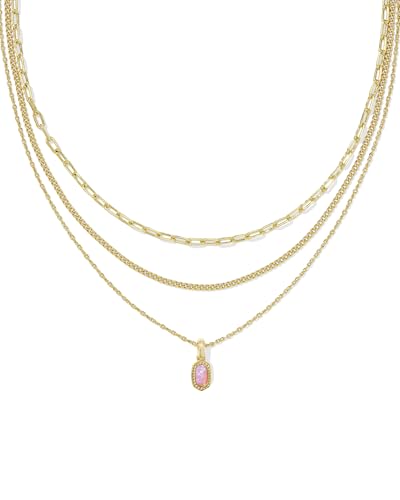 Kendra Scott Elisa Triple Strand Necklace, Fashion Jewelry for Women - color: CARNATION KYOCERA OPAL