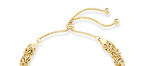 Miabella Italian 925 Sterling Silver, 18K Gold Plated Byzantine Bolo Bracelet for Women, Adjustable Bracelet, Handmade in Italy - style: yellow-gold-plated-silver