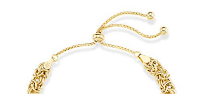 Miabella Italian 925 Sterling Silver, 18K Gold Plated Byzantine Bolo Bracelet for Women, Adjustable Bracelet, Handmade in Italy - style: yellow-gold-plated-silver