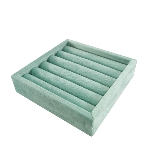 SCIKHETF Velvet Ring Earrings Studs organizer Tray Small Ring Insert Display Tray 5 Slots Stackable (Light Blue) - color: Light Blue