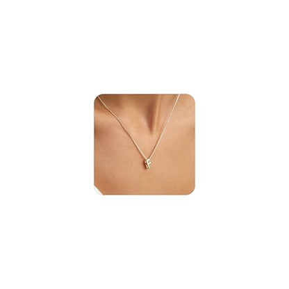 14K Gold Plated Bubble Letter Necklace, Tarnish Free and Waterproof Dainty Initial Necklace for Women, Trendy Personalized Gold Jewelry Gift for Her - color: Gold, style: F