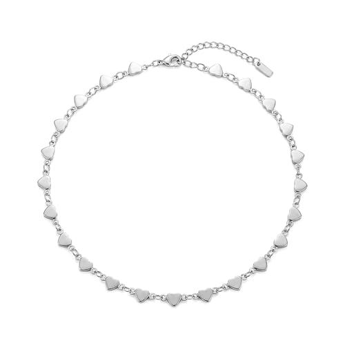 Stainless Steel Chain Ankle Bracelet for Women Adjustable Waterproof Anklet - color: Silver / Heart