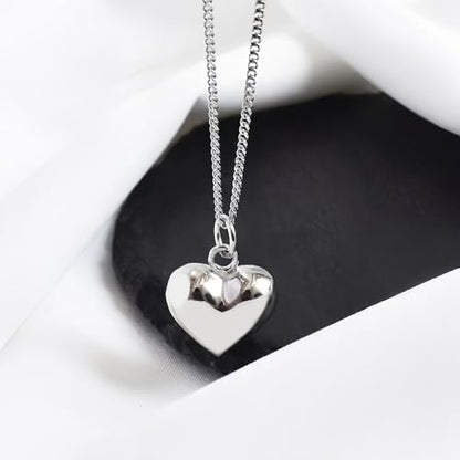 Elegant Twist Chain Necklace with Heart Shape Pendant for Women & Men – Silver Plated Dainty & Durable 2.3mm Chain