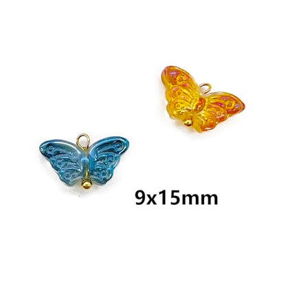 50 Pcs Crystal Glass Pendants for DIY Jewelry Making, AB Color Plated Charms for Bracelet Necklace Earring - style: 50 Pcs-Butterfly