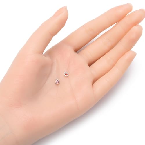 Adabele 4pcs Real 925 Sterling Silver CZ January Birthstone Charm Drop 4mm | Tiny Small, Tarnish Resistant 92.5 Silver Sparkle Garnet Red Cubic Zirconia Dangles Closed Loop Craft Jewelry Making - color: January, size: 4mm (0.16")/Tiny - 4pcs
