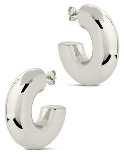 CONRAN KREMIX Waterproof Chunky Gold Hoops Earrings for Women Non Tarnish, Thick Gold Plated Circle Open Hoop,Lightweight Hollow Earrings Trendy - color: 30MM-Silver