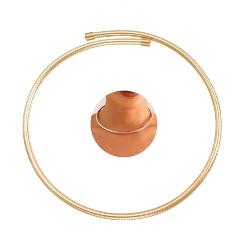 Stainless Steel Collar Necklace for Women Men Minimalist Open Cuff Clavicle Necklace Adjustable African Geometric Metal Choker Statement Jewelry Gifts - color: Gold