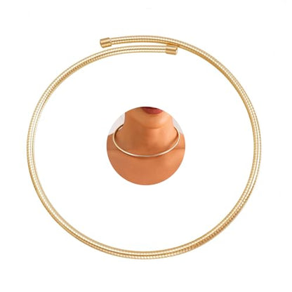 Stainless Steel Collar Necklace for Women Men Minimalist Open Cuff Clavicle Necklace Adjustable African Geometric Metal Choker Statement Jewelry Gifts - color: Gold