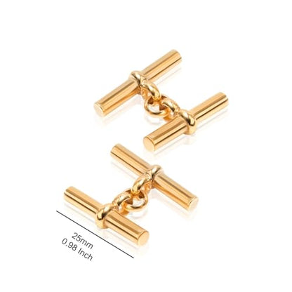 LeCalla 925 Sterling Silver Men's Cufflink | Silver Cufflinks For Men Jewelry | 14K Gold-Plated Cufflinks Business Wedding Shirt Accessories Gift for Son, Father, Husband - style: Gold-Plated T-Bar with Customized Box