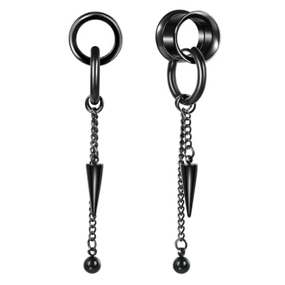 Aienid 2 Pcs Stainless Steel Dangle Gauges, 6mm-20mm Ear Tunnels Expander Plugs Stretcher Piercing Body Jewelry for Men Women - color: Chain, size: 10mm (00G)