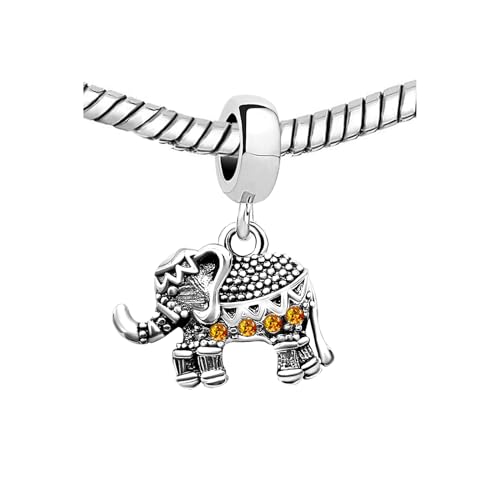 KunBead Elephant Birthstone Dangle Bead Birthday Charms Compatible with Pandora Bracelet for Women - color: November
