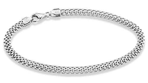 Miabella Italian 4mm Mesh Link Chain Bracelet for Women, Made in Italy | Fine Jewelry, Link Chain, Made in Italy - style: Length 7.5 Inches