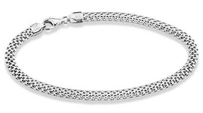 Miabella Italian 4mm Mesh Link Chain Bracelet for Women, Made in Italy | Fine Jewelry, Link Chain, Made in Italy - style: Length 7 Inches (women's average length)