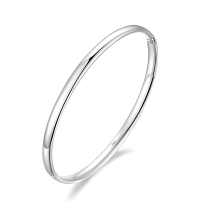 4mm Oval Silver Bangles for Women Dainty Sterling Silver Stackable Cuff Bracelets Non Tarnish Waterproof Hypoallergenic Bangle for Women Gifts Jewelry - color: Silver Bangle-7