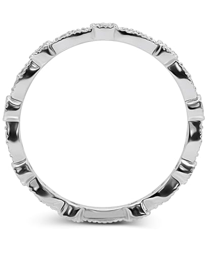 Womens 925 Sterling silver Rhodium plated Swarowski Zirconia stackable band ring