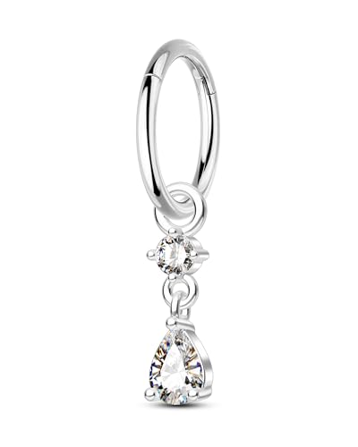 Clicker Belly Button Rings 14G Gold Plated Belly Navel Rings for Women Dangle Navel Piercing Jewelry Stainless Steel 8/10MM - color: WG-8MM