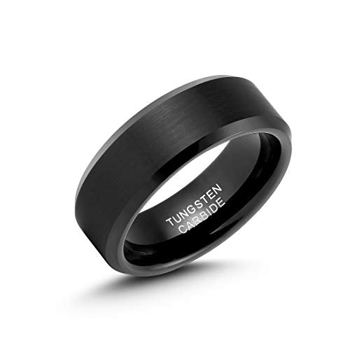 LerchPhi Engraved Custom Tungsten Rings For Men Wedding Band Personalized Titanium Promise Ring for Him Black/Red/Green/Purple/Blue Beveled Edge Szie 6 to 16 - color: No Custom - 8MM Tungsten