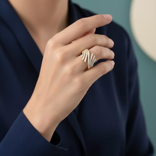 1/2 Carat Bypass Statement Diamond Ring in 10K Gold - color: Yellow Gold