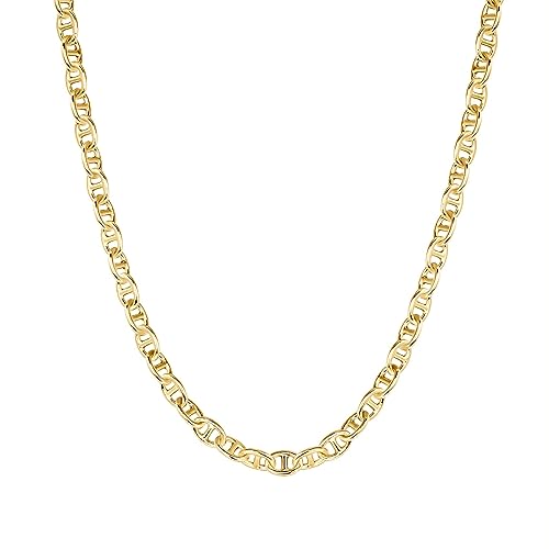 PAVOI 14K Gold Plated Adjustable Link Chain Necklace for Women | Box Rope Sphere Bead Serpentine Anchor Mariner Gold Chain Necklaces - color: Yellow Gold, style: Anchor