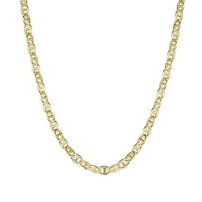 PAVOI 14K Gold Plated Adjustable Link Chain Necklace for Women | Box Rope Sphere Bead Serpentine Anchor Mariner Gold Chain Necklaces - color: Yellow Gold, style: Anchor