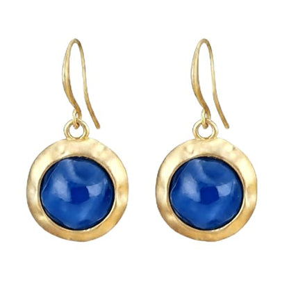 Gold Earrings for Women Dainty Stone Round Dangle Drop Earrings Colorful Resin Beaded Black White Pink Blue Dangle Drop Earrings Statement Gift - color: Royal Blue Earrings
