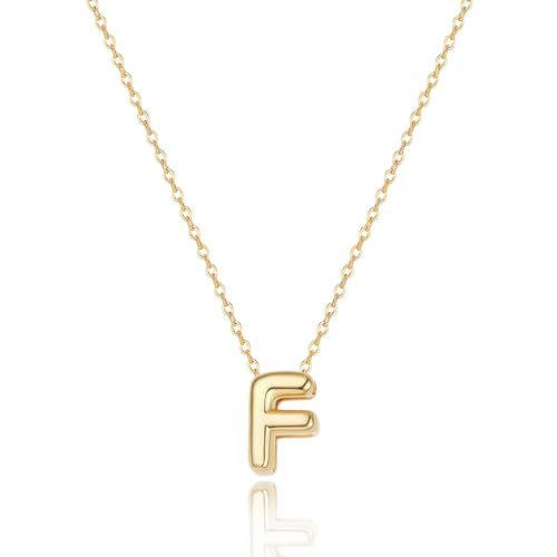 Initial Necklaces for Women Bubble Gold Silver Letter Necklace Dainty Personalized Charm Pendant Name Necklace Cute Non Tarnish Fashion Accessories Teen Gift Trendy Stuff Jewelry Gifts - color: Gold, style: F