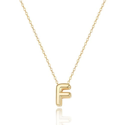 Initial Necklaces for Women Bubble Gold Silver Letter Necklace Dainty Personalized Charm Pendant Name Necklace Cute Non Tarnish Fashion Accessories Teen Gift Trendy Stuff Jewelry Gifts - color: Gold, style: F