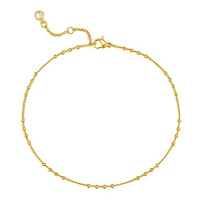 MEVECCO Anklet for Women Gold Chain 14K Gold Plated Dainty Boho Beach Summer Simple Foot Jewelry Ankle Bracelet - style: Satellite