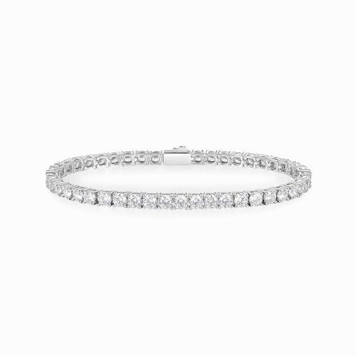 3/4/5mm Tennis Bracelet, 18k White Gold Plated 3MM/4MM/5MM Iced Out Round Cubic Zirconia Tennis Bracelet for Women Men 6.5/7/7.5 Inches - color: 4MM White Gold, size: 7 inch