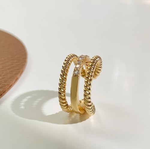 Rnivida 14K Gold Plated Ear Cuffs Single and Multi Band Earring Non Piercing,Various Styles Ear Wraps Earring,3Pcs,5Pcs - color: Gold-5Pcs