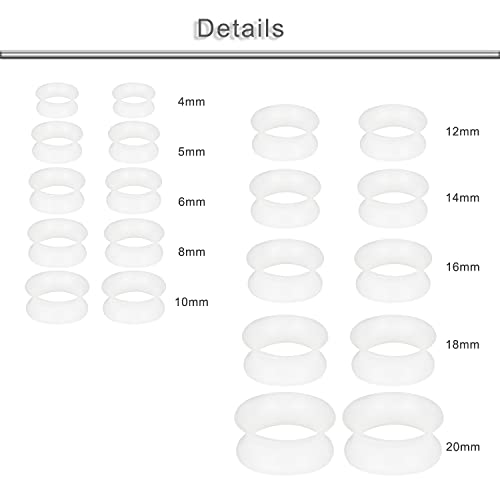 6G-25mm Thin & Thick Silicone Ear Gauges Stretching Kit Flexible Tunnels Plugs for Ear Expander Gauge Earlets Plug Set Gauges Kit - style: Clear-Mix Size-6G-20mm