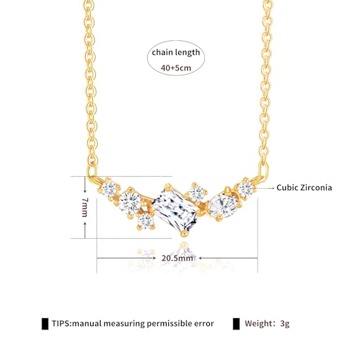 Gold Plated Pendant Necklaces for Women Cubic Zirconia Accent 18 Inch Adjustable Chain Hypoallergenic Gift for Wife Mom Birthday Valentines Day - style: Curved horizontal