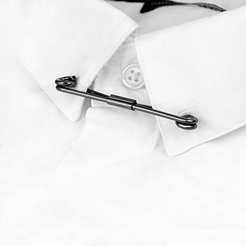 Tight Necktie Tie Clips Collar Bar Shirt Collar Stay Tie Pins Cravat Clips Silver Gold Black Tone Metal Collar Pin Jewelry Accessories for Men - color: Black