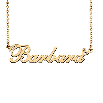 HUAN XUN Custom Name Necklace for Women Stainless Steel Customized Jewelry | 18k Gold Plated Nameplate Heart Pendant,Adjustable Delicate Chain,Personalized Gifts for Mother Day Christmas Birthday - color: Barbara - Gold