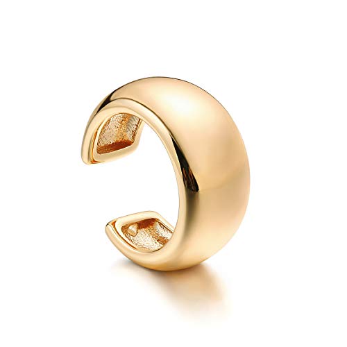 Women Ear Cuff Earring Gold Non Pierced Ear Cartilage Clip on Wrap Hoop 14K Gold Filled Tiny Boho Beach Simple Minimalist Delicate Handmade Hypoallergenic Jewelry Gift-Sold as Single/Pair - style: Dome Band