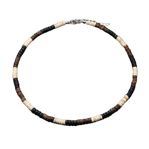 Handmade Wooden Beads Choker Necklace for Men Women Bohemian Coconut Beaded Surfer Necklace Hawaiian Summer Beach Jewelry - color: Multi