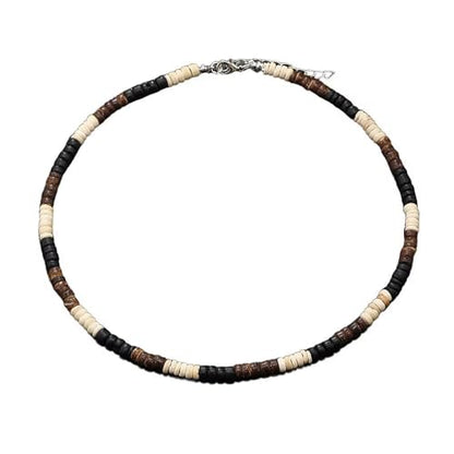 Handmade Wooden Beads Choker Necklace for Men Women Bohemian Coconut Beaded Surfer Necklace Hawaiian Summer Beach Jewelry - color: Multi