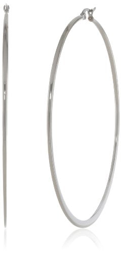 Amazon Essentials Gold Plated or Stainless Steel Flattened Hoop Earrings - color: Stainless steel, size: 70 mm