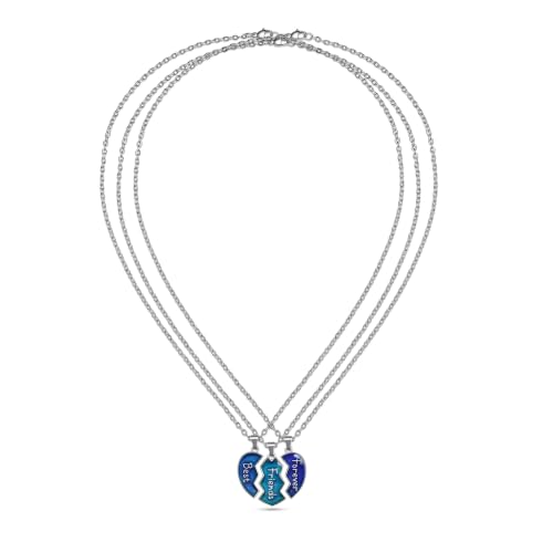 FM FM42 Temperature Sensing Color Changing Pendant Necklace with 19.29" Stainless Steel Rolo Chain - color: BFF Necklace Set, Pack of 3