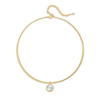 14K Gold Plated Collar Choker Necklace for Women Charm Jewelry | Trendy Dainty Statement Fashion Cubic Zirconia Pendant Necklace - color: 89A