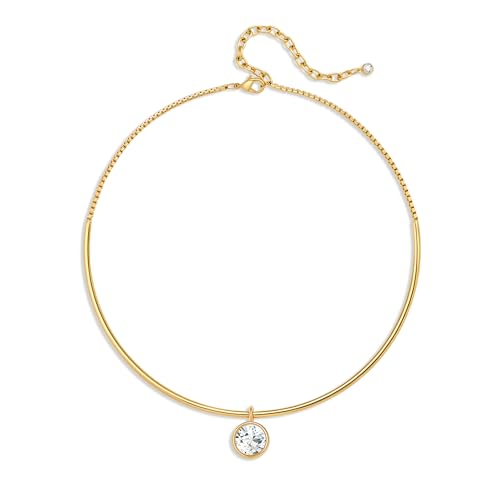 14K Gold Plated Collar Choker Necklace for Women Charm Jewelry | Trendy Dainty Statement Fashion Cubic Zirconia Pendant Necklace - color: 89A