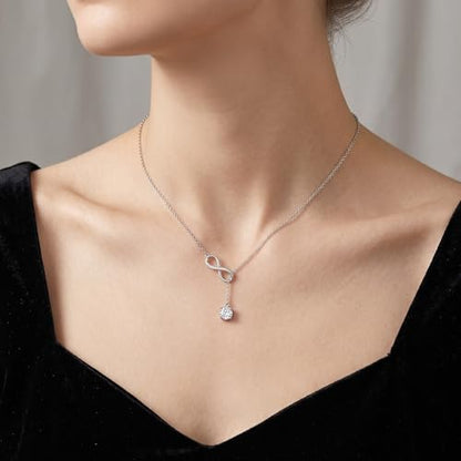 YYB Y Necklace Infinity/Heart/Cross/Faith Pendant Lariat Necklace for Women Drop Necklaces Christian Jewelry Birthday Anniversary Mothers Day Gifts for Mom Sister Girlfriend - color: Infinity Necklace